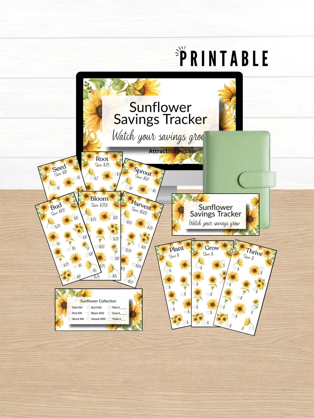 PRINTABLE Sunflower Savings Challenge | Low Income Paycheck Budget ...
