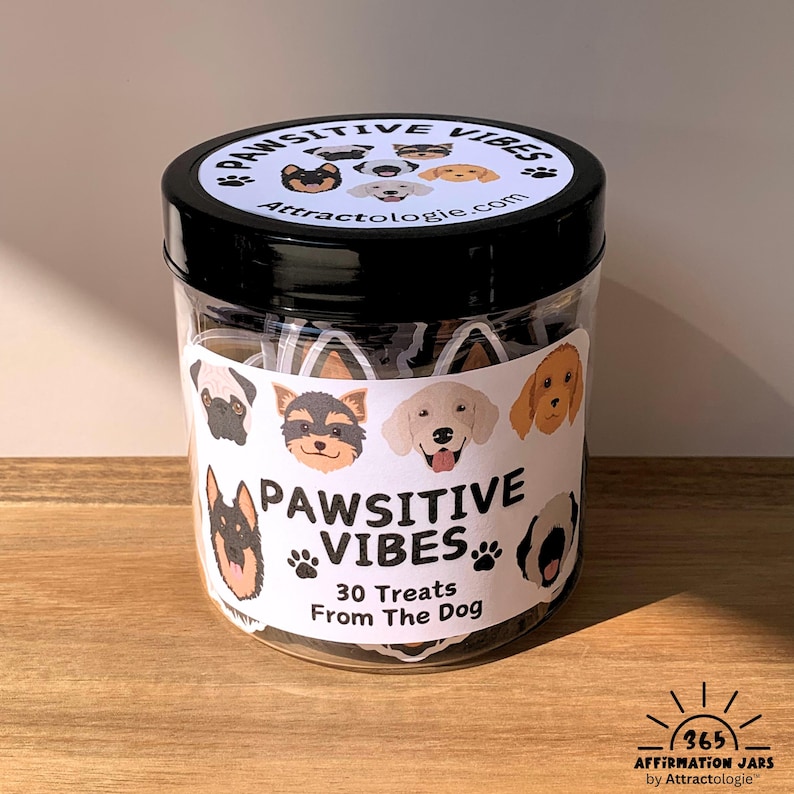 Pawsitive Card Dog Affirmation Card Jar: 30 Pawsitive Message Cards - Etsy