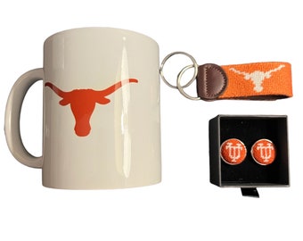 Universiteit van Texas Cadeauset - Koffiemok - Naaldpuntmanchetknopen - Naaldpuntsleutelhanger