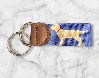 Yellow Lab Needlepoint Key Fob