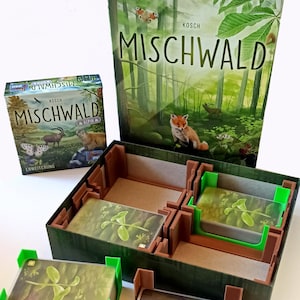 Mischwald Insert Organizer | Forest Shuffle Inlay mit Kartenspendern | Alpin & Waldrand | für gesleevte Karten | 3D-gedruckt Zubehör
