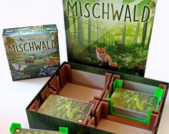 Mischwald Insert Organizer | Forest Shuffle Inlay mit Kartenspendern | Alpin & Waldrand | für gesleevte Karten | 3D-gedruckt Zubehör