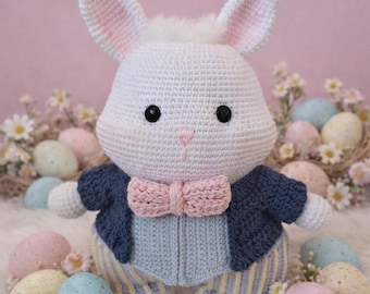 Patrón Amigurumi Conejito de Pascua 25 cm | PDF Crochet Pattern| Decoración Easter Bunny