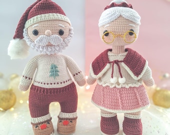 Santa and Mrs. Claus Amigurumi Crochet Pattern (Español)