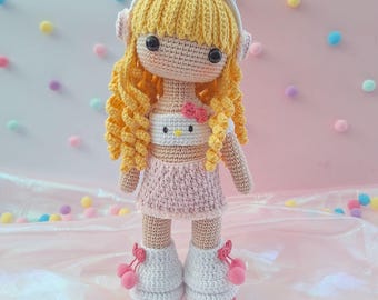 Hello Kitty Inspired Amigurumi Doll Crochet Pattern (PDF en Español)