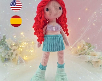 Princess Ariel Crochet Doll Pattern, Articulated Amigurumi (Digital Download)