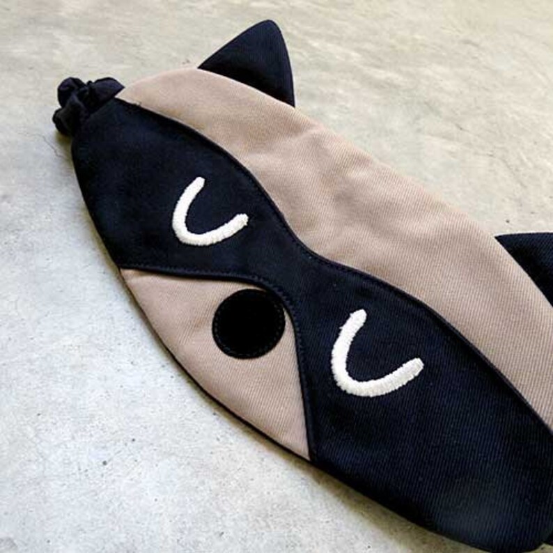 Raccoon Sleep Mask Cute Padded Eye Cover Animal Face Etsy