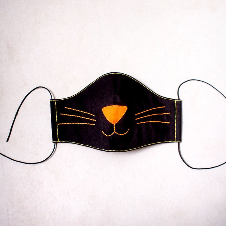 Cat Face Mask Black Cat Mouth Cover Cute Nose Mask Feline Etsy UK