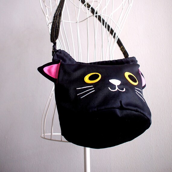 Schwarze Katze Crossbody Hexen Katze Tasche süße Slouchy Eimer Geldbörse Stringstring Sling Beutel Vegan Harajuku Street Fashion Frauen Cross Schwarze Katze Crossbody Hexen Katze Tasche süße Slouchy Eimer Geldbörse Stringstring Sling Beutel Vegan Harajuku Street Fashion Frauen Cross