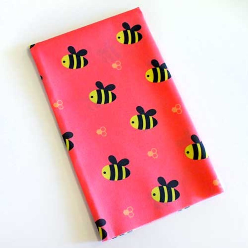Flying Insects Fabric Print Pink Printed Textile Childrens Nature Theme Pattern Honey Bees Cotton FAT QUARTER Cute Quilting Weight Cloth