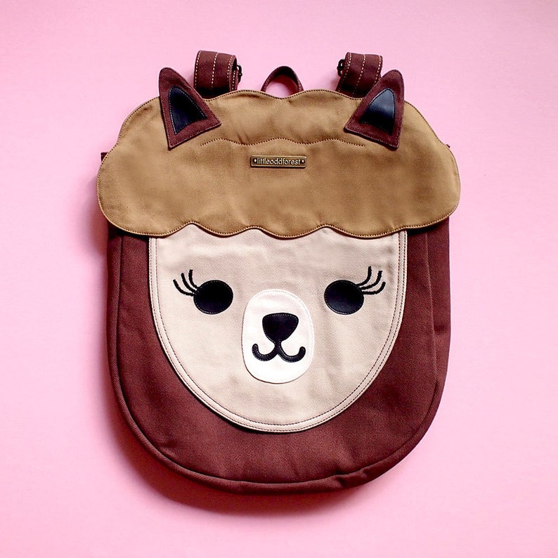 Cartoon Llama Alpaca Hand Ladies School Bags Casual Work Bag Girls Backpack Print Zipper Students Unisex Adult Teens Gift