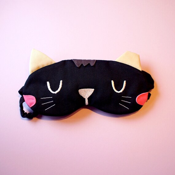 BLACK Kitty Cat Sleep Mask Cute Stray Kitten Sleeping Eye Etsy