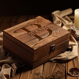 Personalized Men's Wooden Gift Box - Unique Engraving, Perfect Souvenir Gift, Friend Gift | Gift Box For Men Father of Groom Gift Box