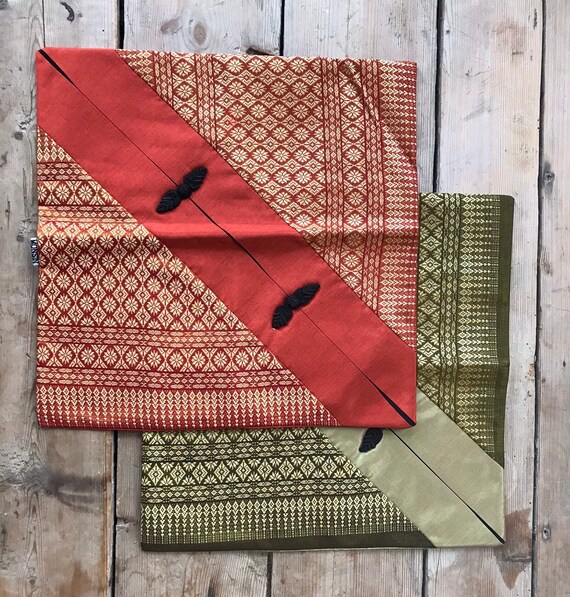 Vintage Thai Silk Pillow Covers 15 X 15 2 Colors Available Etsy