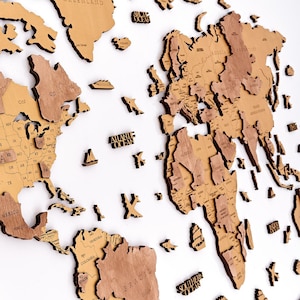 3D Weltkarte Holz Dekor der Welt Reise Wand Dekor Büro Weltkarte Hängen Holz Weltkarte Einzigartige Wohnung Dekor Wanddekoration
