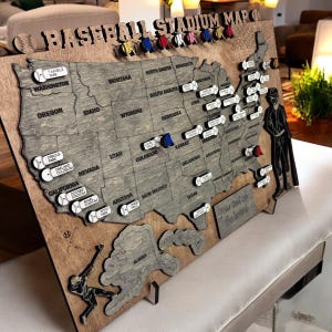 Stadionkaart Honkbal Gepersonaliseerde MLB-stadionkaart Honkbal Bucketlist Reizen Home Decor Honkbal Geschenken Jubileumcadeau Woonkamer Decor