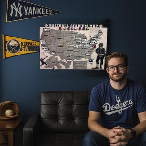 Stadium Tour Maps Custom Baseball Stadium Map of the USA Track Ballpark Visits Unique Baseball Sports Memorabilia Perfect Gift for Brother