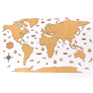 Wooden World Map Wood Wall Art Travel Map With Pins Personalized Map Gift For Anniversary Wooden Pin Apartment Decor Office Travel Planner