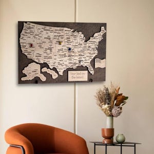 Map of USA Wood Map for Traveler USA Wall Decor Unique Anniversary Gift Wooden Art United States  Map Wall Hanging Father&#39;s Day Gift Idea