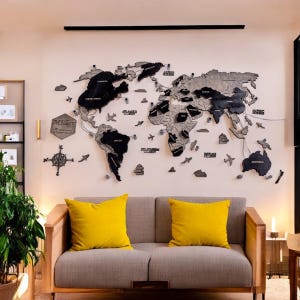 Mapa del mundo de madera con retroiluminación, decoración de pared para cama, apartamento, mapa LED 3D, decoración de pared, mapa de viaje de madera, regalo para hermano