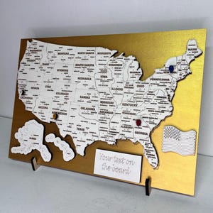 Map of USA Framed Wooden USA Map with Pins American Wall Art United States Map with Pins Travel Display Home Decor Gift for Dad Travel Lover