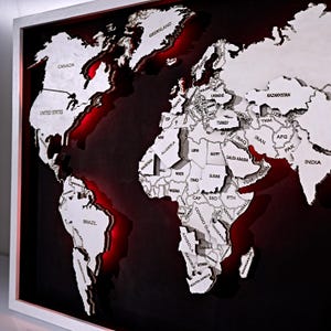 LED Weltkarte beleuchtete Wanddekor Weltkarte Dunkel Holz Design Große Wand Kunst Hell Holz Stil Minimalistisches Geschenk Große Holzwand