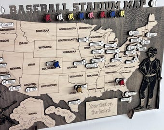 Baseball Stadium Map Custom Stadium Art Push Pin Map Sports Travel Poster USA Wall Art Gift For Him Housewarming Present Baseball Fan Decor