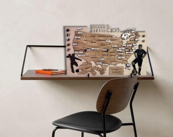 Soccer Stadium Map Soccer Lover Gift Stadium Decor Apartment Gift Custom Soccer USA Map Wooden Stadium Map College Sports Arena NFL Fan Gift