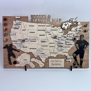 Carte du stade de football, cadeau pour les amateurs de football, décoration de stade, carte en bois de football des États-Unis, cadeau pour les fans de football, équipement de football, décoration de football, stade en bois