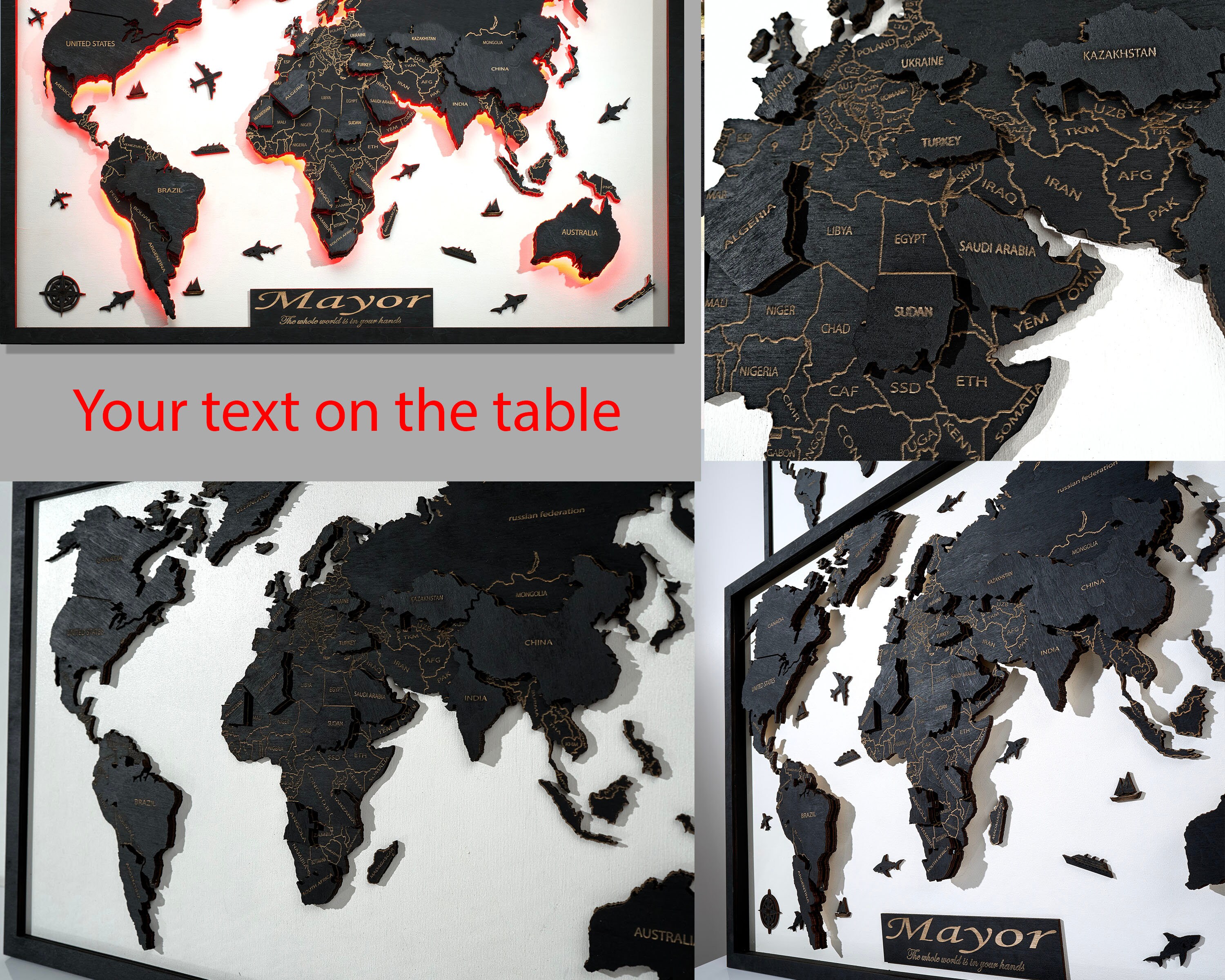 Personalized travel map above bed decor pin board apartment decor 3d