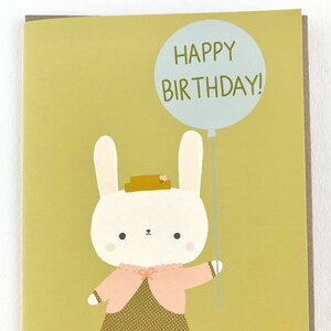 Cartão de felicitações de aniversário Bunny Olive