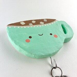 Happy Hot Chocolate with Marshmallows Paper Mache Key Hook image 3