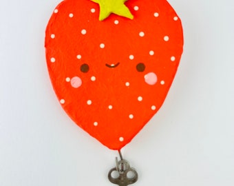 Happy Strawberry Papier-mâchè Wall Hook