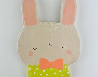 Bunny is Sleepy Papier-mâchè Wall Art