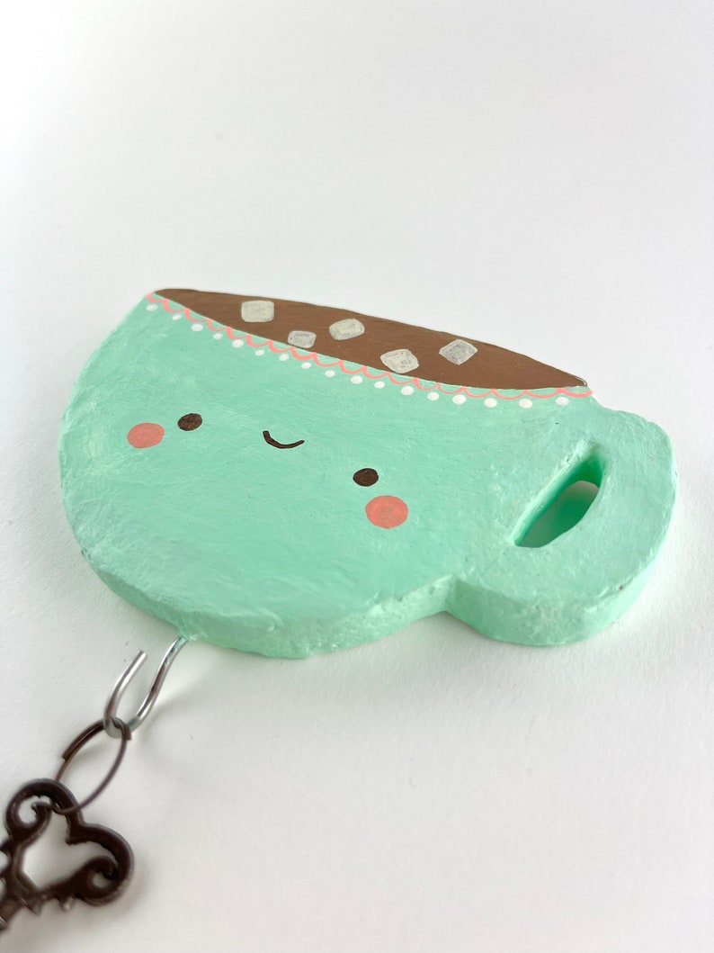 Happy Hot Chocolate with Marshmallows Paper Mache Key Hook image 4