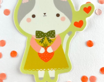 Kitty Loves Strawberries Sticker