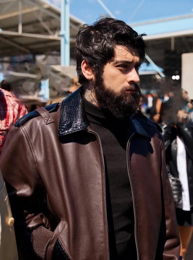Zayn Malik Inspired Brown Leather Jacket: Crocodile Accents - Etsy