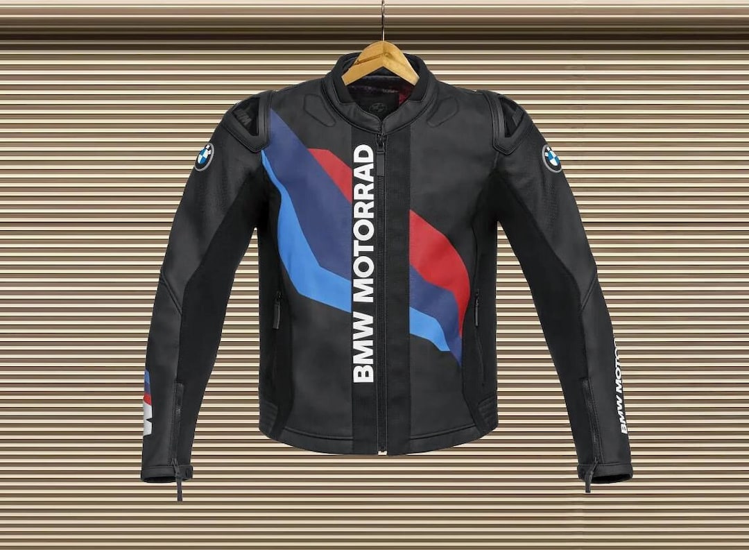 BMW Motorrad Black Motorcycle Racing Leather Jacket Genuine Cowhide ...