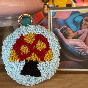 Mushroom Punch Needle Keychain