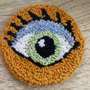 Big Eye Mug Rug Coaster Punch Needle