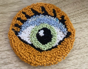 Big Eye Mug Rug Coaster Punch Needle