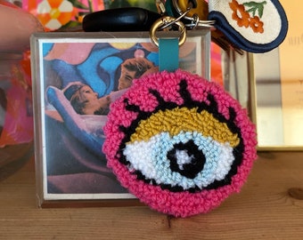 Evil Eye Punch Needle Keychain