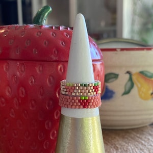 Strawberry Beaded Ring Stack