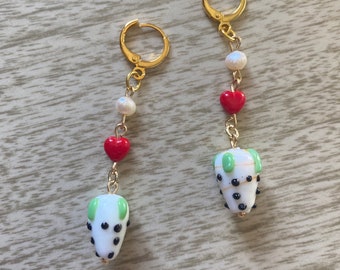 White Strawberry Earrings