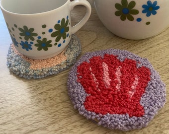 Shell Mok Rug Coaster Punch Needle