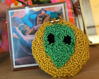 Alien Face Punch Needle Keychain