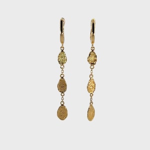 14K Yellow Gold Womens Drop Earrings