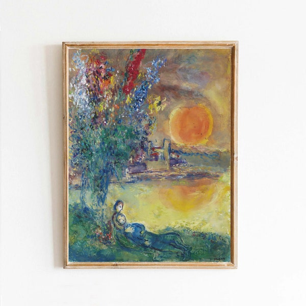 Marc Chagall Lune rousse au Cap d'Antibes Painting Poster Canvas Print