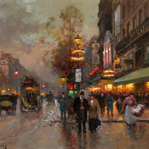 Édouard Leon Cortès Prachtstraße Montmartre, Théâtre Des Variétés Malerei Plakat Leinwand Druck Strukturiertes Fotopapier