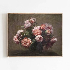 Henri Fantin-Latour - Vase de Pivoines (Jarrón de peonías), 1881 Pintura Póster Impresión en lienzo Papel fotográfico texturizado